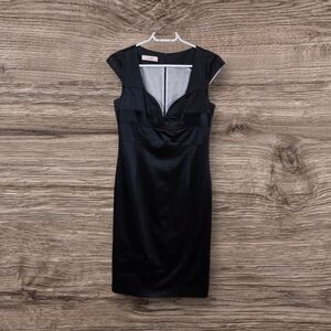 Laurel Black Sheath Midi Dress with Sweetheart Neckline Size Small